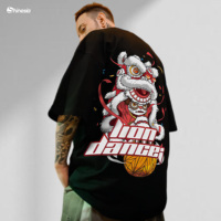 Chemise à manches courtes respirante et écologique personnalisée pour homme Shinesia, style Geely Lion Dance Hip Hop, coupe classique, 100% coton, vierge