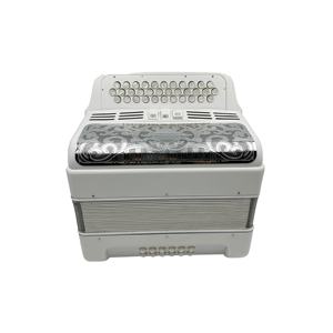 Fisarmonica Diatonica Professionale OEM SEASOUND JB3412C 34 Tasti 12 Bassi 3 Registri Corpo Bianco Opaco Griglia Argento Legno Bianco - Product Image 3