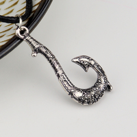 Pendentif en cuir avec chaîne en forme d'hameçon de pêche de Maui, personnage de l'anime Moana, bijoux de cosplay, accessoires de cosplay