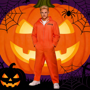 One Piece Zippered Outfit Inmate Style Costume Manufacturer CE CPC UKCA Approved Roleplay Orange <strong>Prisoner</strong> Costume - Product Image 3