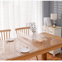 Vente en gros 0.5mm-2mm Couverture de table de fête Nappe en plastique transparent imperméable Couverture de table en vinyle