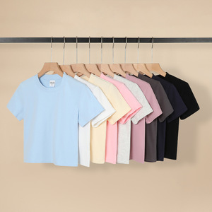 T-shirt à manches courtes et col rond pour femme Trust Your Choice, 230g coton élasthanne, coupe ajustée, respirant, vêtement décontracté, nouveau design, 230g Cot - Product Image 2