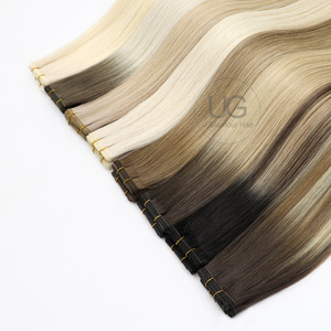 UGlamour Vente en gros Personnalisation Extensions <span class=keywords><strong>de</strong></span> cheveux Remy Trame plate invisible Genius Weave Sans couture - Product Image 1
