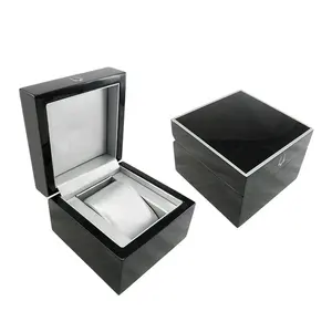 Black Piano Wood Custom Watch Box Luxury Wooden Gift Packaging With Logo High Quality