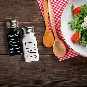 2.7OZ Ensemble de salières et poivrières en verre noir et blanc avec couvercle en acier inoxydable Capacité 80ml - Product Image 5