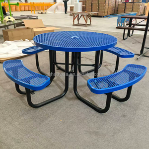आउटडोर पार्क नगर निगम के साथ थर्माप्लास्टिक स्टील वाणिज्यिक पिकनिक टेबल बेंच बाहर आँगन धातु दौर भोजन पिकनिक टेबल चा - Product Image 4