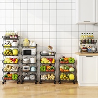 MasterACCT 3Tcart2 Metal Keukenrek 3 Planken voor Fruit- en Groentebewaring Duurzame Vloerwagen Organizer Stapelbare Mandjes