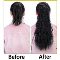 Longue Queue de Cheval Synthétique à Clips Résistante à la Chaleur, Extension de Cheveux en Fibre à Enrouler, Postiche Bouclée ou Lisse