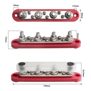 150A DC 48V M4 M8 Cobre niquelado Retardante de llama Base de nailon Cubierta de PC Hardware de acero inoxidable Batería Caja de barra de bus - Product Image 4