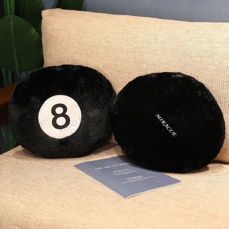 Özel 8 adı baskılı yastık özel şekil bilardo topu peluş siyah yastıkları aksesuarları eve taşınma için otantik benzersiz hediye