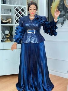 Elegante Conjunto de Dos Piezas de Ropa Africana para Mujer, Dashiki, Tops con Lentejuelas y Faldas, Trajes de Talla Grande, Vestidos de Fiesta de Noche para Bodas en Turquía - Product Image 1