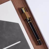 Carpeta de cuero pu A4 personalizada para conferencias, carpeta ejecutiva de negocios para hotel, portafolio con soporte para bolígrafo