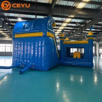 Ceyu Commercial Bleu Jaune Toboggan Gonflable Combo Maison de Rebond Château Gonflable à Double Voile Location de Fête pour Enfants Logo Personnalisé Usine