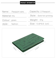 Couverture de passeport saoudien vert en cuir PU avec logo personnalisé