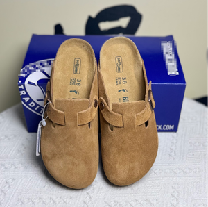 Mules en cuir suédé de vache de qualité supérieure avec soutien de la voûte plantaire et semelle <span class=keywords><strong>orthopédique</strong></span> en liège, chaussures de marche tendance, logo personnalisé, prix de gros - Product Image 4
