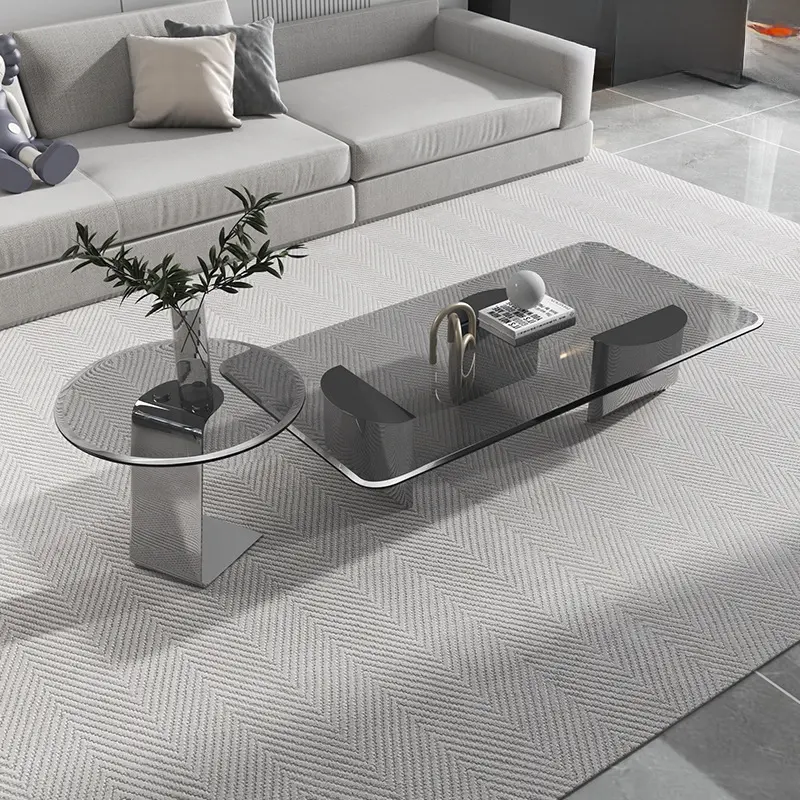 Designer nordisch modern Wohnzimmer Sofa grau rund Acryl Glas Seitencouchtisch für Wohnzimmer Schlafzimmer