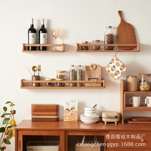Solid Wood Wall Mounted <b>Shelf</b> Rectangle Durable Display Storage <b>Rack</b> For Living Room Bedroom Study No Drill Installation - Product Image 4