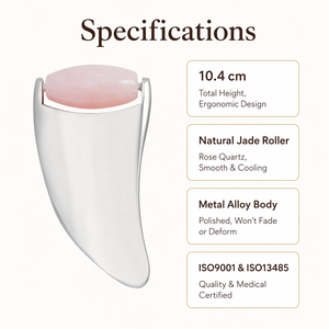 OEM <span class=keywords><strong>Rouleau</strong></span> de massage facial et corporel 2-en-1 en <span class=keywords><strong>quartz</strong></span> rose et <span class=keywords><strong>jade</strong></span>, outil de massage facial, <span class=keywords><strong>rouleau</strong></span> de massage en <span class=keywords><strong>jade</strong></span> et Gua Sha en métal - Product Image 2
