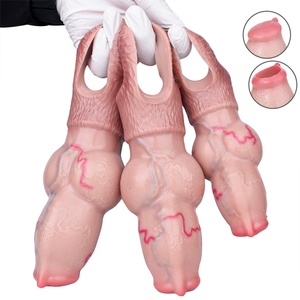 <b>Large</b> Dog Knot Penis Extender Silicone Open/Closed-Ended Cock Cover Couples Fantasy Sheath for Men Kink Play Couple Delay Time - Product Image 1