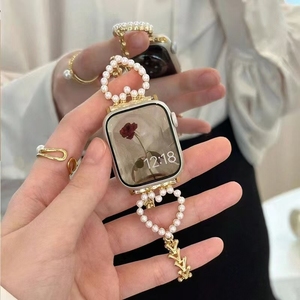 Nouveau luxe étincelle 3D perle métal série montre bracelet de remplacement pour <span class=keywords><strong>Apple</strong></span> iWatch bandes 9 8 7 6 5 4 3 2 1 SE <span class=keywords><strong>SE2</strong></span> - Product Image 4