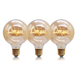 Toptan Edison Retro G125 4w küre <span class=keywords><strong>Led</strong></span> <span class=keywords><strong>Filament</strong></span> lamba aşk ev rüya kelime tasarım kavisli <span class=keywords><strong>Filament</strong></span> <span class=keywords><strong>LED</strong></span> ampul - Product Image 1