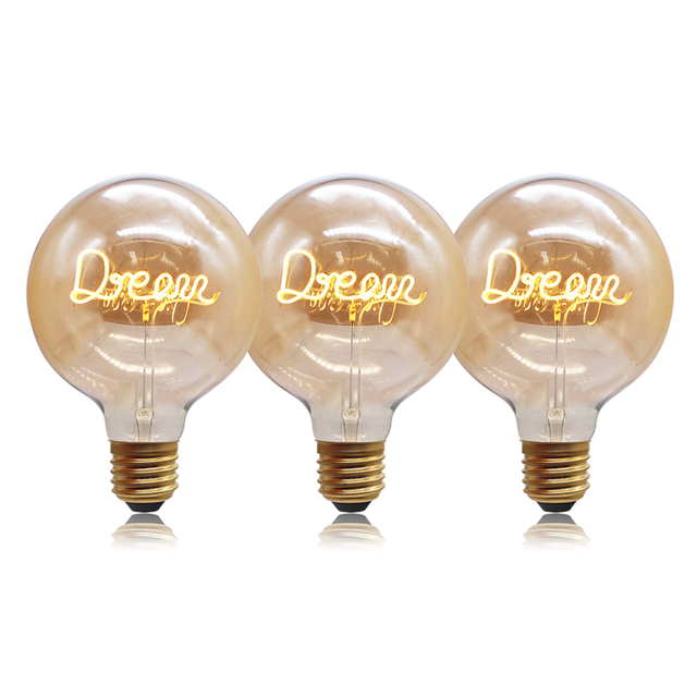 Wholesale Edison Retro G125 4w Globe Led Filament Lamp Love Home Dream Word Design Curved Filament LED Bulb