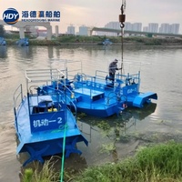 Bateau de récolte et de broyage automatique d'herbes aquatiques à haute efficacité