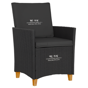 Chaise de jardin en rotin noir avec housses amovibles, mobilier d'extérieur au design contemporain, pieds tournés - Product Image 1