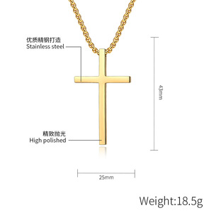Collier pendentif croix minimaliste en acier inoxydable unisexe, étanche, plaqué <span class=keywords><strong>or</strong></span> 18 carats, pour cadeau - Product Image 6
