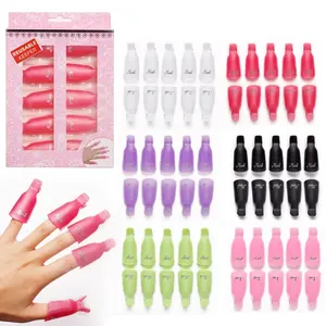 10 unids/caja DIY Nail Art Tool para salón de belleza plástico sólido UV Gel Polish Remover Soaker Cap Wraps & Clips - Product Image 3