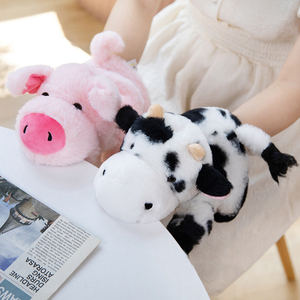 หุ่นเชิดสัตว์เลี้ยงในฟาร์มแบบพกพา สำหรับเด็กเล็ก  รูปหมู ม้า เป็ด วัว  ทำจากผ้าพลัฌนุ่ม - Product Image 4