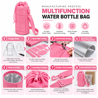 Sac bandoulière en nylon avec doublure en aluminium et cordon de serrage, pochette pour bouteille d'eau avec emplacements pour cartes, directement de l'usine