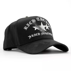 Gorra Barbas Hats X Rich the Kid Chrome Blackout Curved Middle Crown Sports Negra de 5 Paneles con Visera Curva para Hombre al por Mayor - Product Image 4