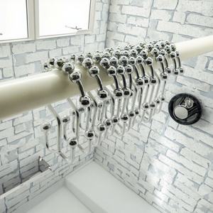 Crochets de rideau de douche doubles en acier inoxydable, résistants à la rouille - Product Image 1