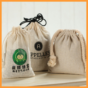 Customized Logo <b>Printed</b> Cotton Linen Drawstring Bags Double Drawstring Shopping Gifts Bag <b>Canvas</b> Cotton Bags - Product Image 4