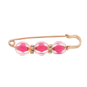 Broche de seguridad de aleación con cuentas ovaladas, rosa, amarillo, rojo rosa, para ajustar la ropa, accesorio unisex, 6x1,5 cm - Product Image 5