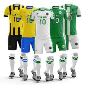 Comprar en línea camisetas de fútbol uniformes y pantalones cortos personalizados verde y blanco camisetas de fútbol a granel