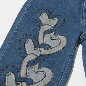 Pantalones Vaqueros de Pierna Ancha y Recta con Diseño Calado y Estampado de Cintura Alta para Mujer, Nueva Colección en Oferta - Product Image 5