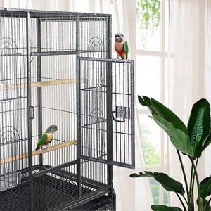 Cage de transport pour oiseaux en fer thermolaqué de grande taille, forme carrée, design volant, écologique, avec plateau en plastique – Fournisseur d'usine - Product Image 3