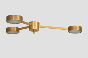 Lustre suspendu Sputnik MCM rond à 3 lumières en laiton, style Mid-Century Modern, fait main - Product Image 2