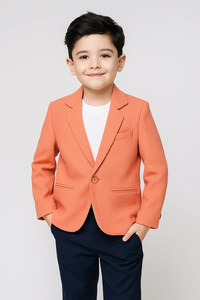 Blazer de Algodón con Textura de Durazno para Niños, Chaqueta Formal Elegante para Fiestas con Tela Premium y Ajuste Cómodo para Niños - Product Image 2