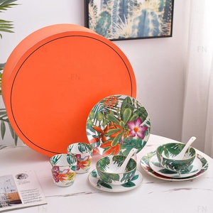 Promote European Style Luxury 10 Piece Ceramic Dinner <b>Set</b> With Bone China Bowls and Plates - Product Image 5