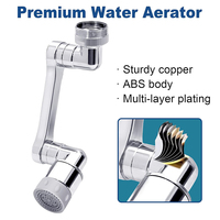 1080 °   Extenseur de robinet universel, bras mécanique pour lavabo, robinet multifonctionnel rotatif en cuivre, pulvérisateur d'eau