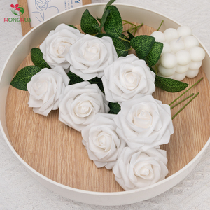 Bouquets <span class=keywords><strong>de</strong></span> mariage DIY Honghua, fleurs artificielles blanches au toucher réel, 25 pièces, 50 pièces, roses artificielles en mousse <span class=keywords><strong>ivoire</strong></span> réalistes avec tiges - Product Image 3