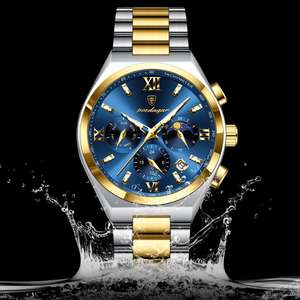 POEDAGAR 688 Chronograph Quartz Wrist Watch Men <strong>Multi</strong> <strong>Function</strong> 24-Hour <strong>Display</strong> Waterproof Three Dials Luminous Hands Man Watches - Product Image 4