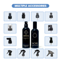 Flacon pulvérisateur de voyage en aluminium laqué noir brillant de 100 ml, cylindrique, avec pompe, impression sérigraphique personnalisée, pour hydrolat et parfum
