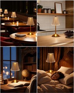 โคมไฟตั้งโต๊ะ LED โลหะแบบสัมผัส ปรับความสว่างได้ ไร้สาย ชาร์จไฟได้ รุ่นใหม่ เหมาะสำหรับบ้าน บาร์ ห้องนอน - Product Image 4