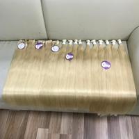 Extensions de cheveux 100% naturels vietnamiens Remy, teintes blond 613, lisses, double trame, 100g, vierges, longueur 6-32 pouces