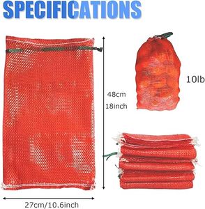 Sacs réutilisables pour légumes Huamaohengchun 11"×18" 10LB avec cordon de serrage pour oignons, légumes, écrevisses, agrumes, bois de chauffage - Product Image 3