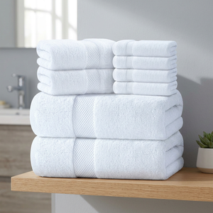 Juego de Toallas de Baño ORCHID de Tela de Algodón Blanca, Suaves y Tejidas, de Color Sólido, Ecológicas, para Manos y Cara, para Hotel - Product Image 1